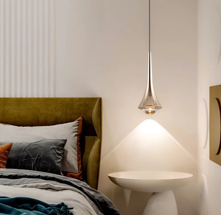 Pendant Light | Teardrop Glass & Aluminum | 3-Color Adjustable LED