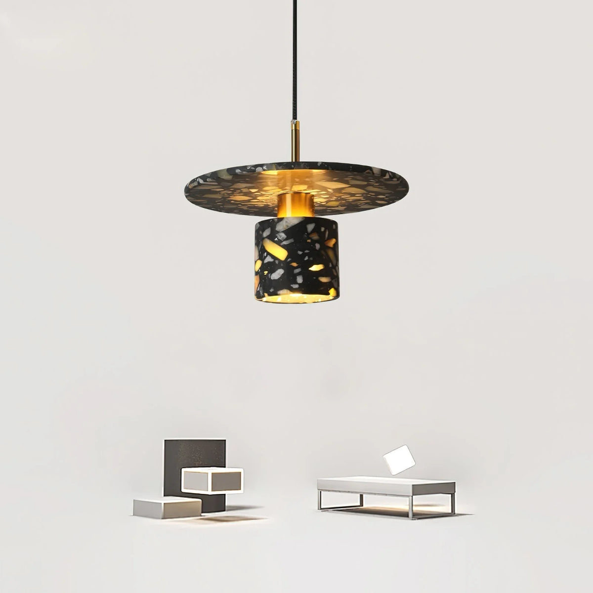 Pendant Light | Terrazzo Shade & Metal Body | 150 cm Cable