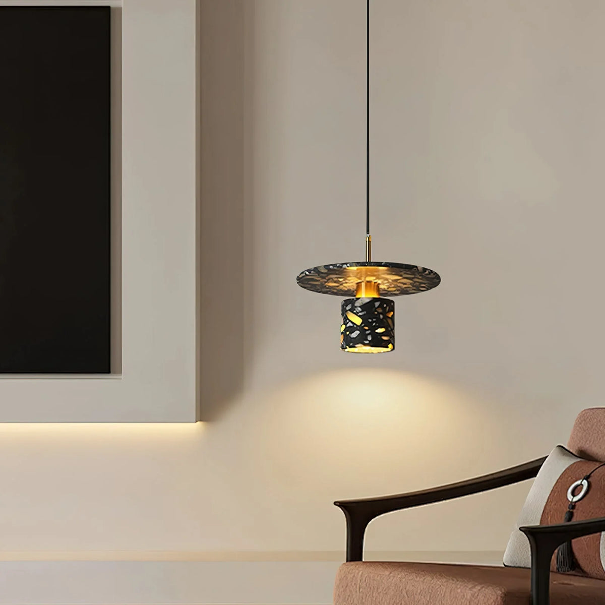 Pendant Light | Terrazzo Shade & Metal Body | 150 cm Cable