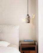 Pendant Light | Travertine Shade & Walnut Wood | 13 cm Diameter