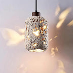 Pendant Light | Travertine Shade & Walnut Wood | 13 cm Diameter