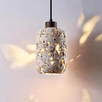 Pendant Light | Travertine Shade & Walnut Wood | 13 cm Diameter