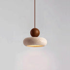 Pendant Light | Travertine & Solid Wood | Integrated Warm LED