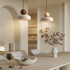 Pendant Light | Travertine & Solid Wood | Integrated Warm LED