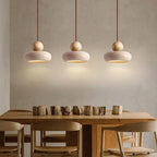 Pendant Light | Travertine & Solid Wood | Integrated Warm LED