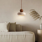 Pendant Light | Travertine & Solid Wood | Integrated Warm LED