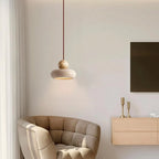 Pendant Light | Travertine & Solid Wood | Integrated Warm LED