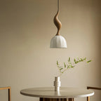 Pendant Light | Twisted Wood & White Paper Shade | 23 cm Diameter
