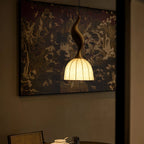 Pendant Light | Twisted Wood & White Paper Shade | 23 cm Diameter