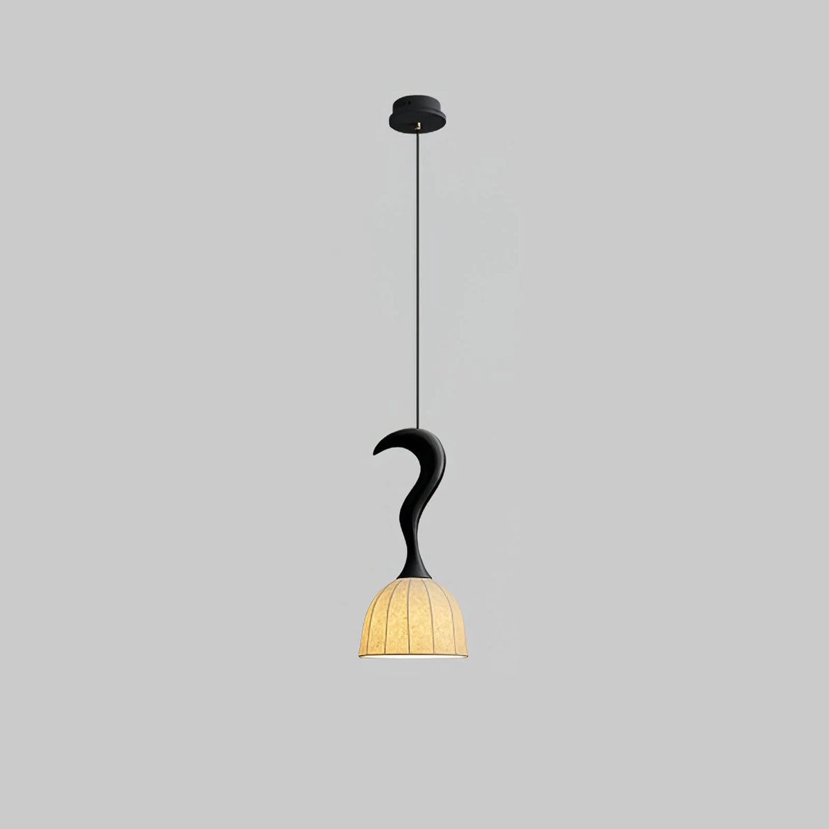 Pendant Light | Twisted Wood & White Paper Shade | 23 cm Diameter