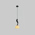 Pendant Light | Twisted Wood & White Paper Shade | 23 cm Diameter
