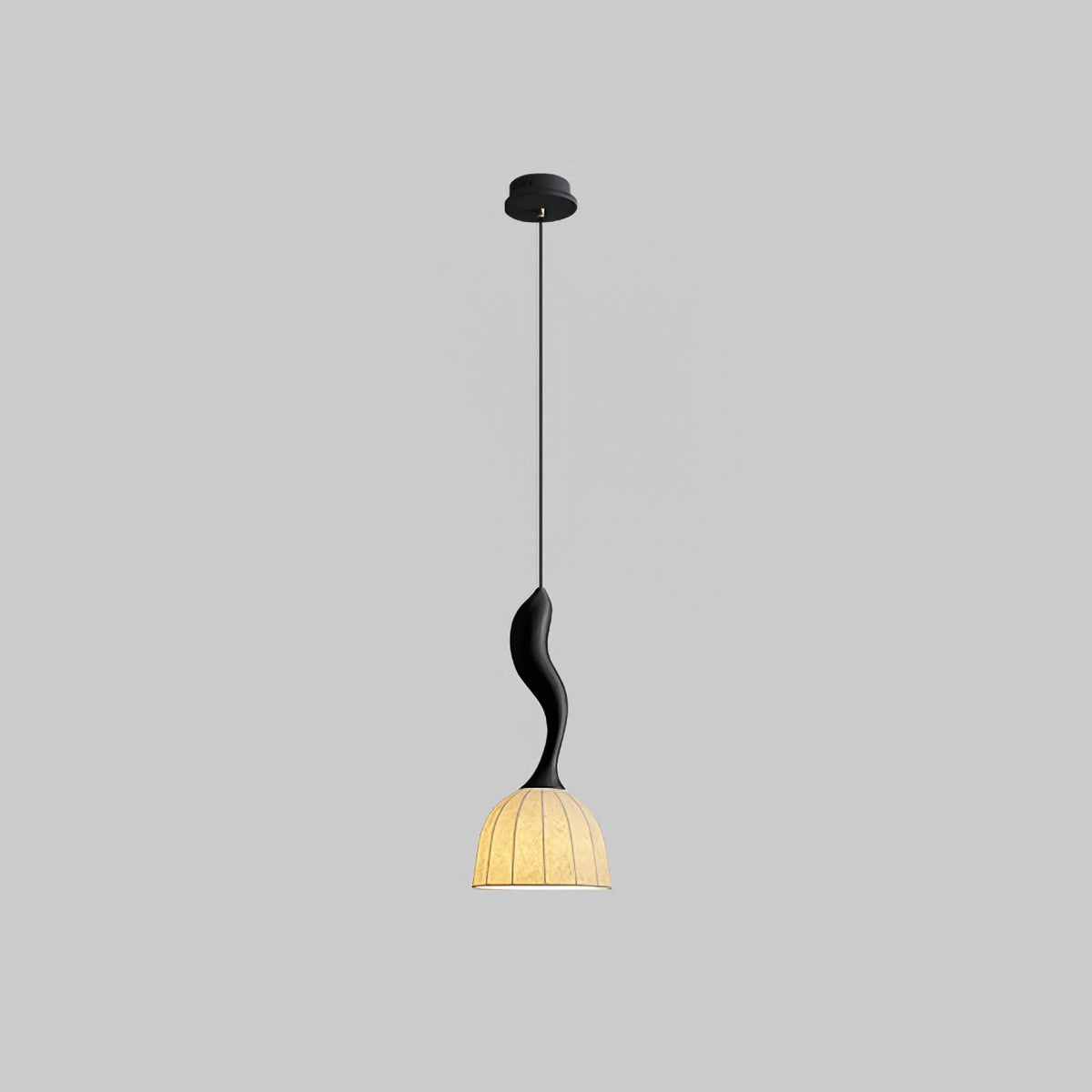 Pendant Light | Twisted Wood & White Paper Shade | 23 cm Diameter