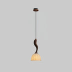 Pendant Light | Twisted Wood & White Paper Shade | 23 cm Diameter