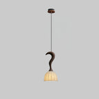 Pendant Light | Twisted Wood & White Paper Shade | 23 cm Diameter