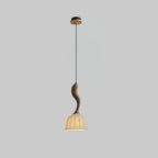 Pendant Light | Twisted Wood & White Paper Shade | 23 cm Diameter