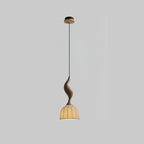 Pendant Light | Twisted Wood & White Paper Shade | 23 cm Diameter