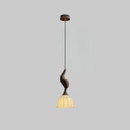 Pendant Light | Twisted Wood & White Paper Shade | 23 cm Diameter