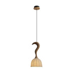 Pendant Light | Twisted Wood & White Paper Shade | 23 cm Diameter
