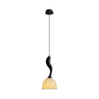 Pendant Light | Twisted Wood & White Paper Shade | 23 cm Diameter