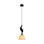 Pendant Light | Twisted Wood & White Paper Shade | 23 cm Diameter