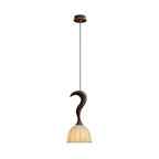 Pendant Light | Twisted Wood & White Paper Shade | 23 cm Diameter