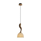 Pendant Light | Twisted Wood & White Paper Shade | 23 cm Diameter