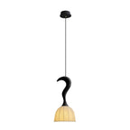 Pendant Light | Twisted Wood & White Paper Shade | 23 cm Diameter