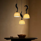 Pendant Light | Twisted Wood & White Paper Shade | 23 cm Diameter