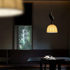 Pendant Light | Twisted Wood & White Paper Shade | 23 cm Diameter