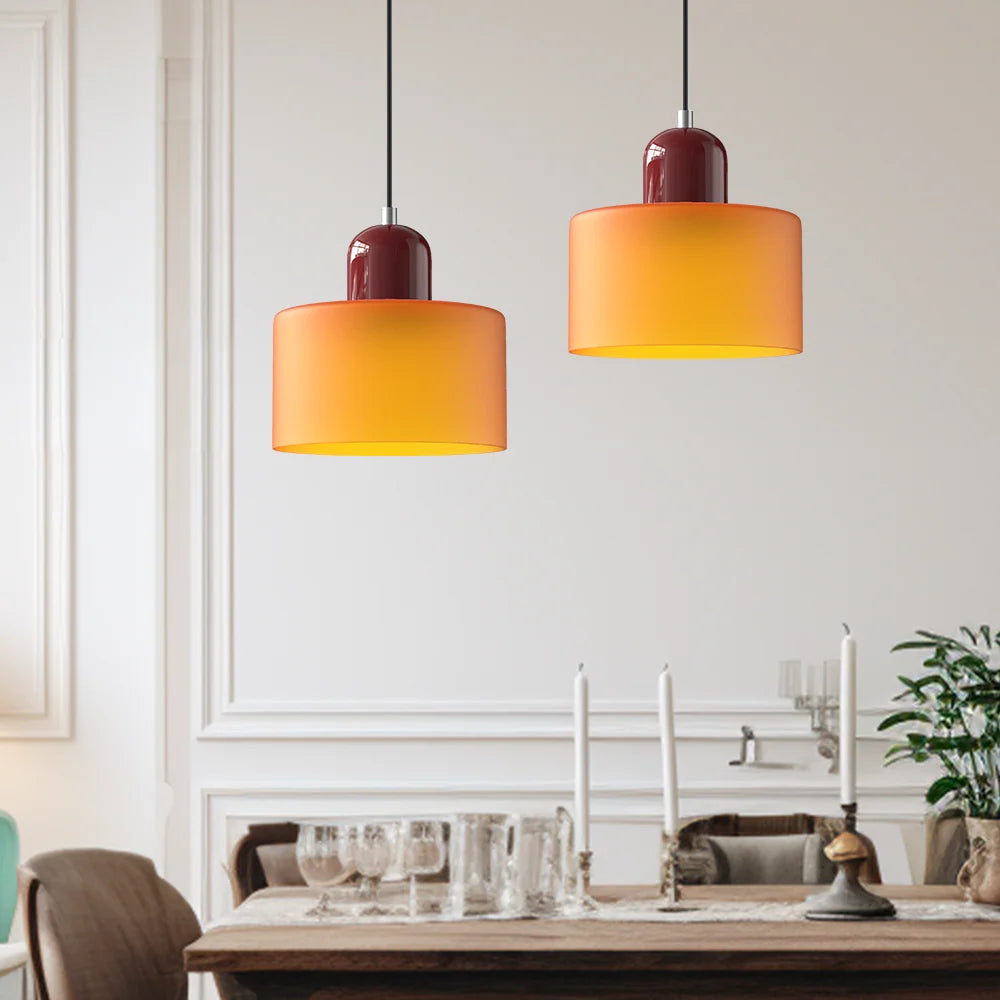 Pendant Light | Two-Tier Glass Shade & Warm Diffused Light