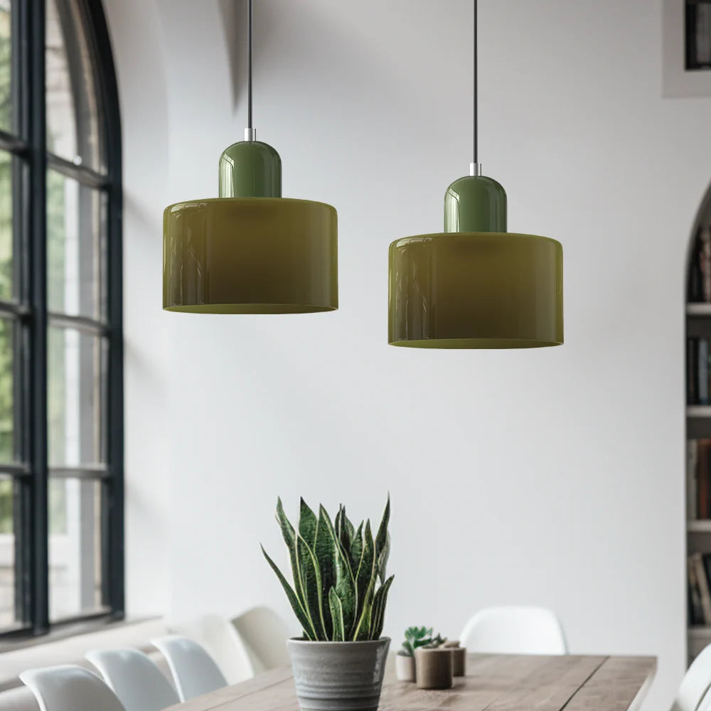 Pendant Light | Two-Tier Glass Shade & Warm Diffused Light