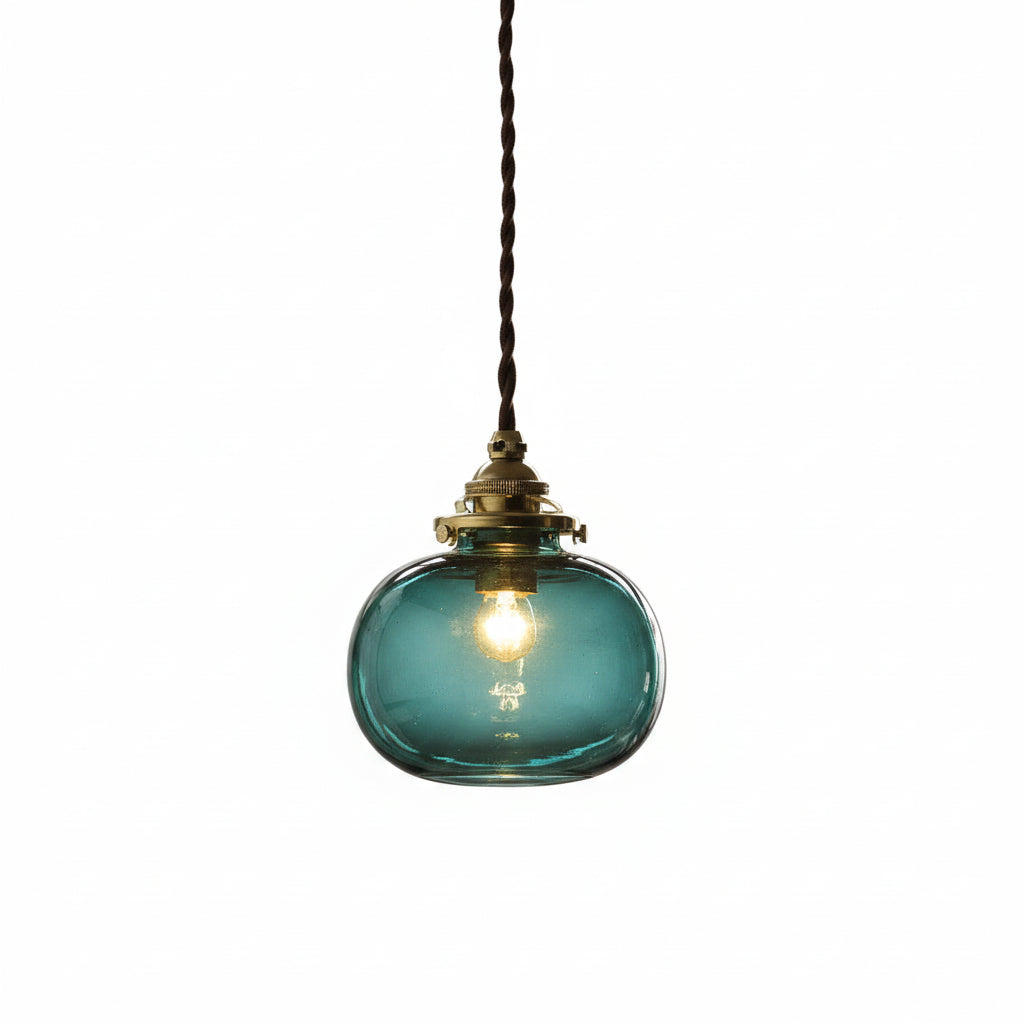 Pendant Light | Vintage Copper & Glass Shade | E26 Socket