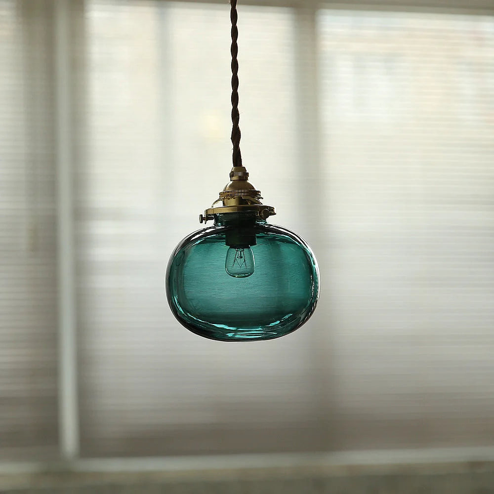 Pendant Light | Vintage Copper & Glass Shade | E26 Socket