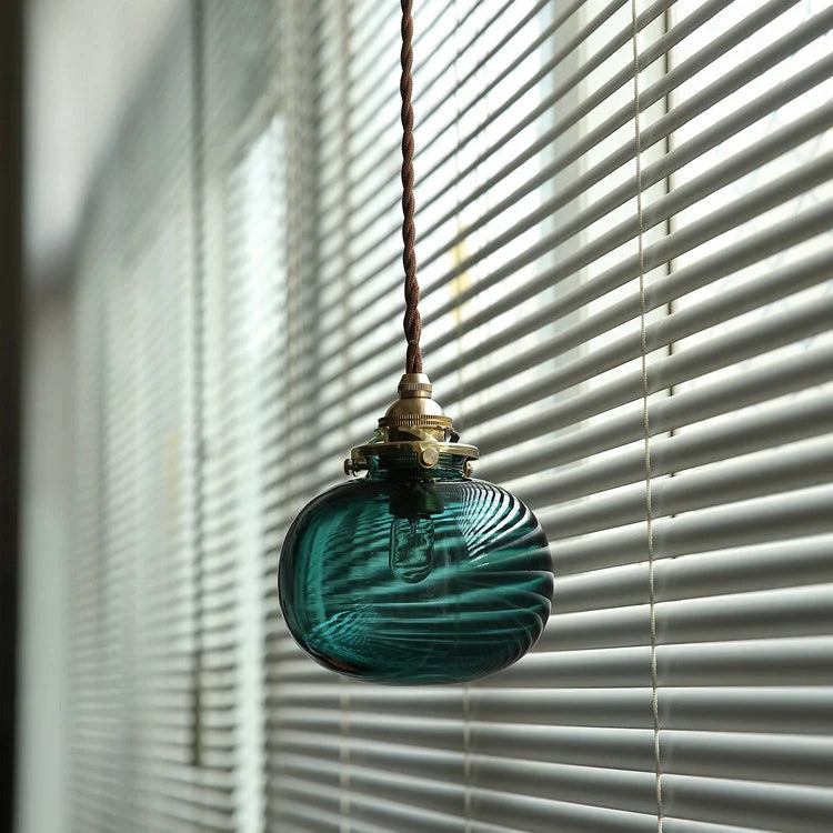 Pendant Light | Vintage Copper & Glass Shade | E26 Socket