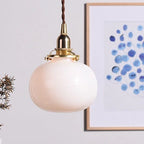 Pendant Light | Vintage Copper & Glass Shade | E26 Socket