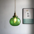 Pendant Light | Vintage Copper & Glass Shade | E26 Socket