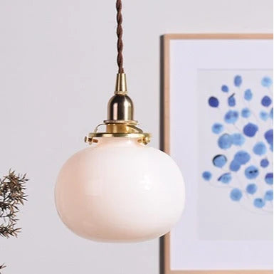 Pendant Light | Vintage Copper & Glass Shade | E26 Socket
