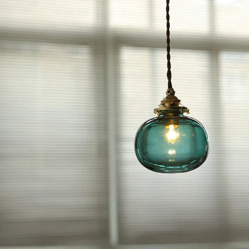 Pendant Light | Vintage Copper & Glass Shade | E26 Socket