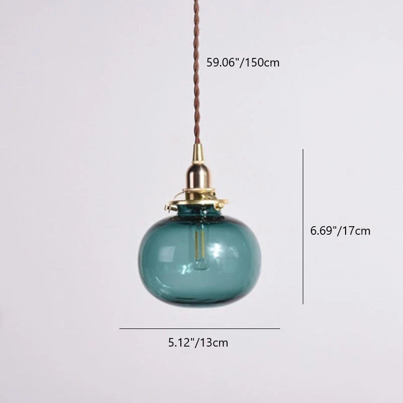 Pendant Light | Vintage Copper & Glass Shade | E26 Socket