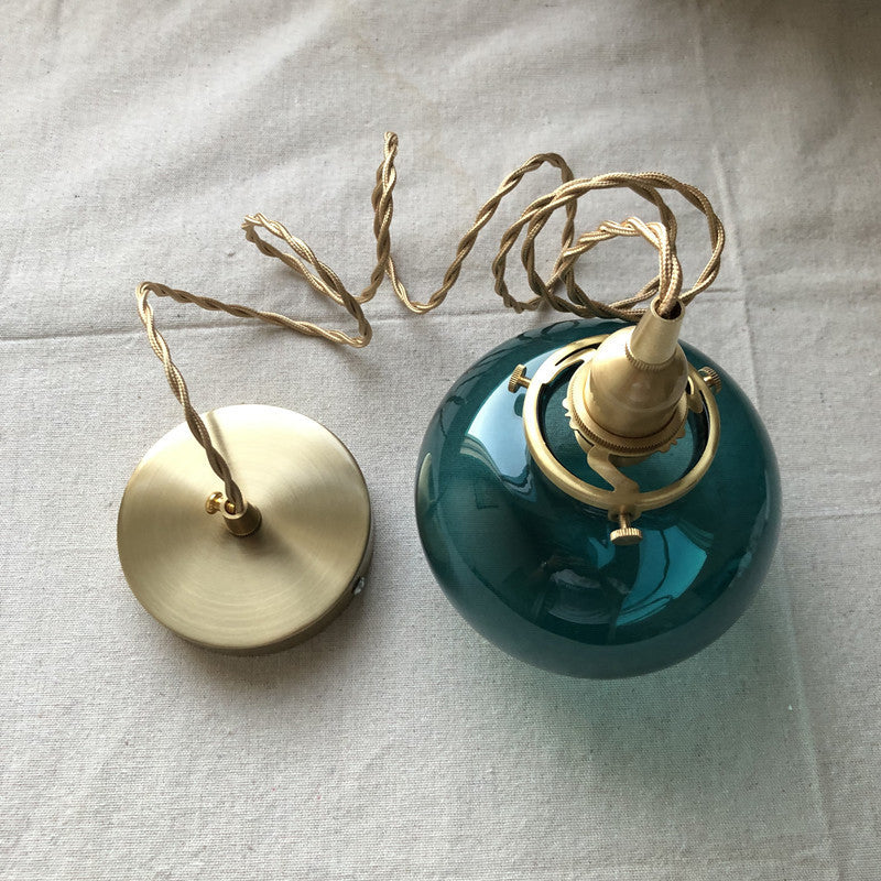 Pendant Light | Vintage Copper & Glass Shade | E26 Socket