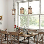 Pendant Light | Vintage Industrial Solid Wood & Metal | 20 cm Diameter