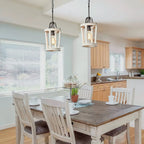 Pendant Light | Vintage Industrial Solid Wood & Metal | 20 cm Diameter