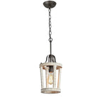 Pendant Light | Vintage Industrial Solid Wood & Metal | 20 cm Diameter
