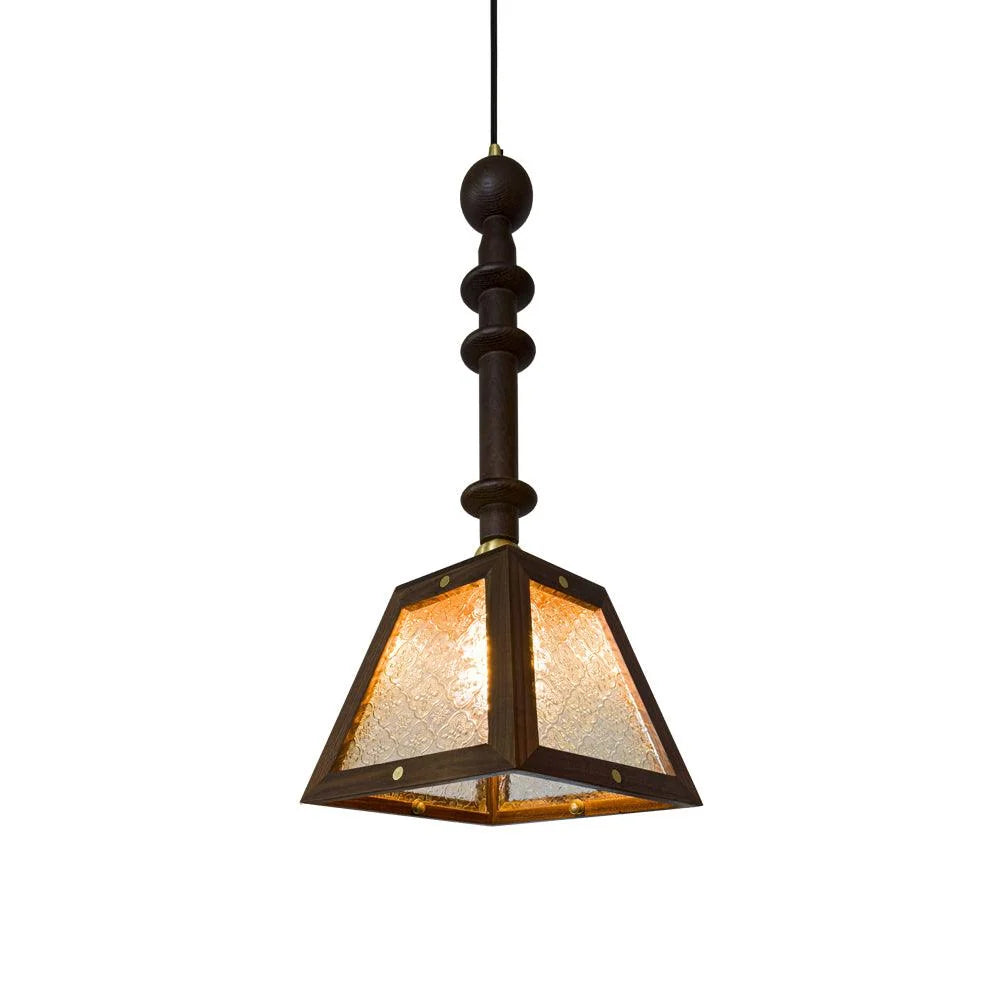 Pendant Light | Walnut & Ash Wood Glass Shade | 20 cm Diameter