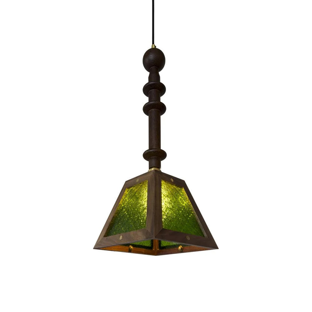 Pendant Light | Walnut & Ash Wood Glass Shade | 20 cm Diameter