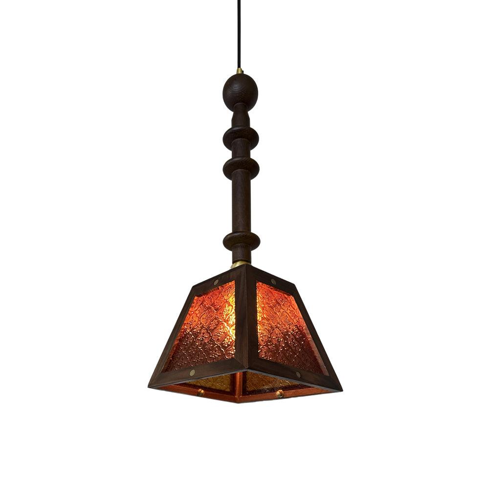 Pendant Light | Walnut & Ash Wood Glass Shade | 20 cm Diameter