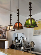 Pendant Light | Walnut & Ash Wood Glass Shade | 20 cm Diameter