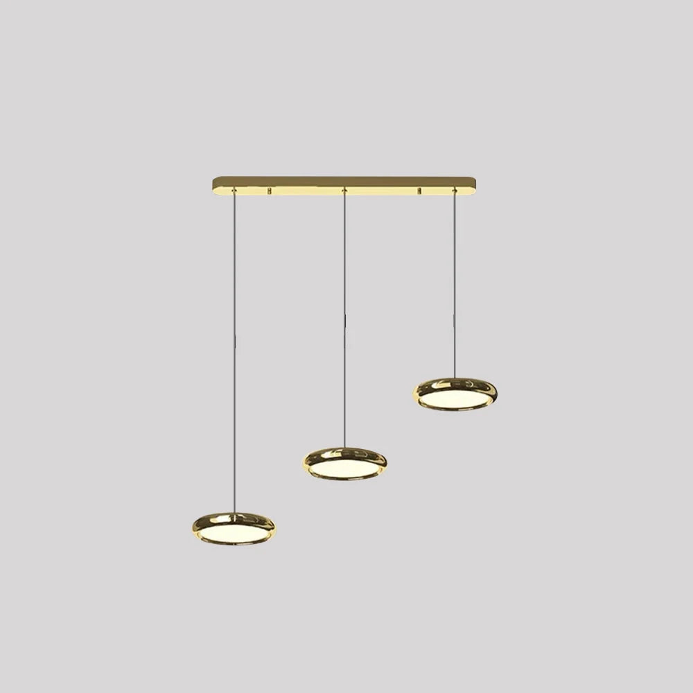 Pendant Light | Circular Acrylic Shades on Linear Bar | 3-Color LED