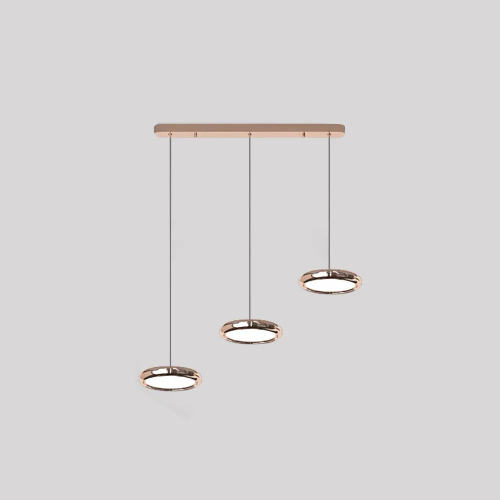Pendant Light | Circular Acrylic Shades on Linear Bar | 3-Color LED