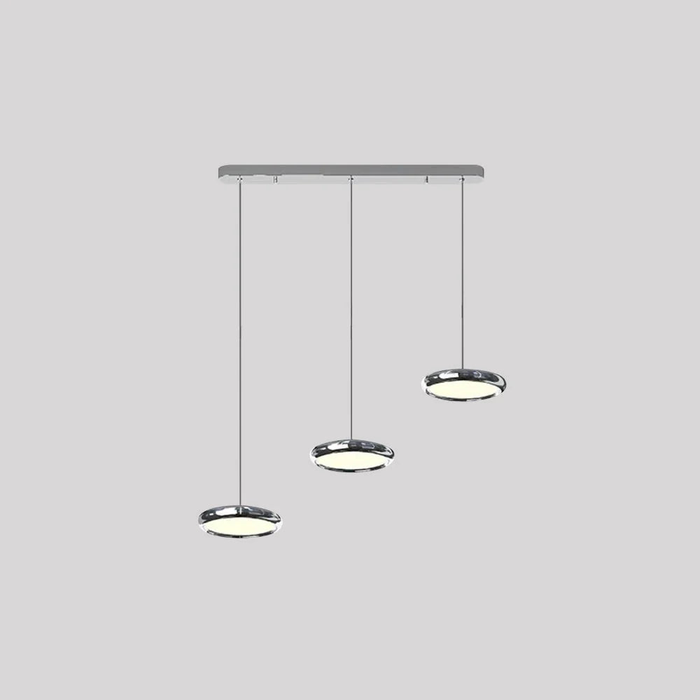 Pendant Light | Circular Acrylic Shades on Linear Bar | 3-Color LED